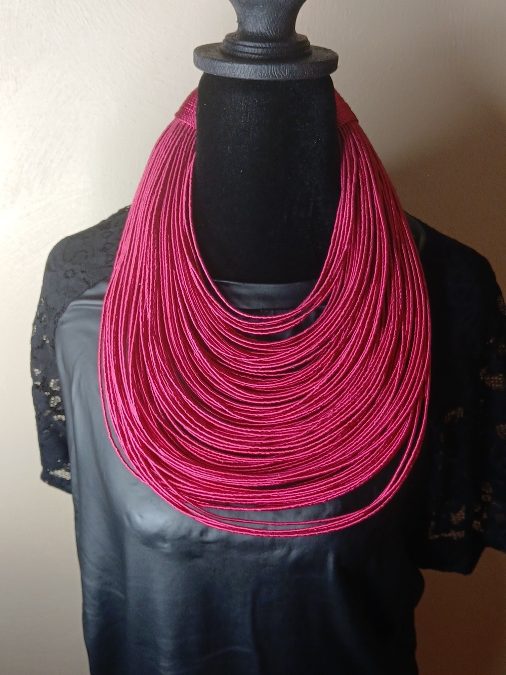 Multi-Strand Magenta Statement Necklace - Women Jewelry